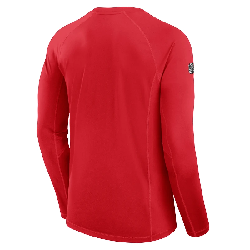 T-shirt à manches longues authentique Pro Rink Tech rouge Calgary Flames Fanatics pour homme