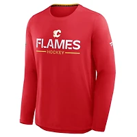 Men's Fanatics Red Calgary Flames Authentic Pro Rink Tech Long Sleeve T-Shirt