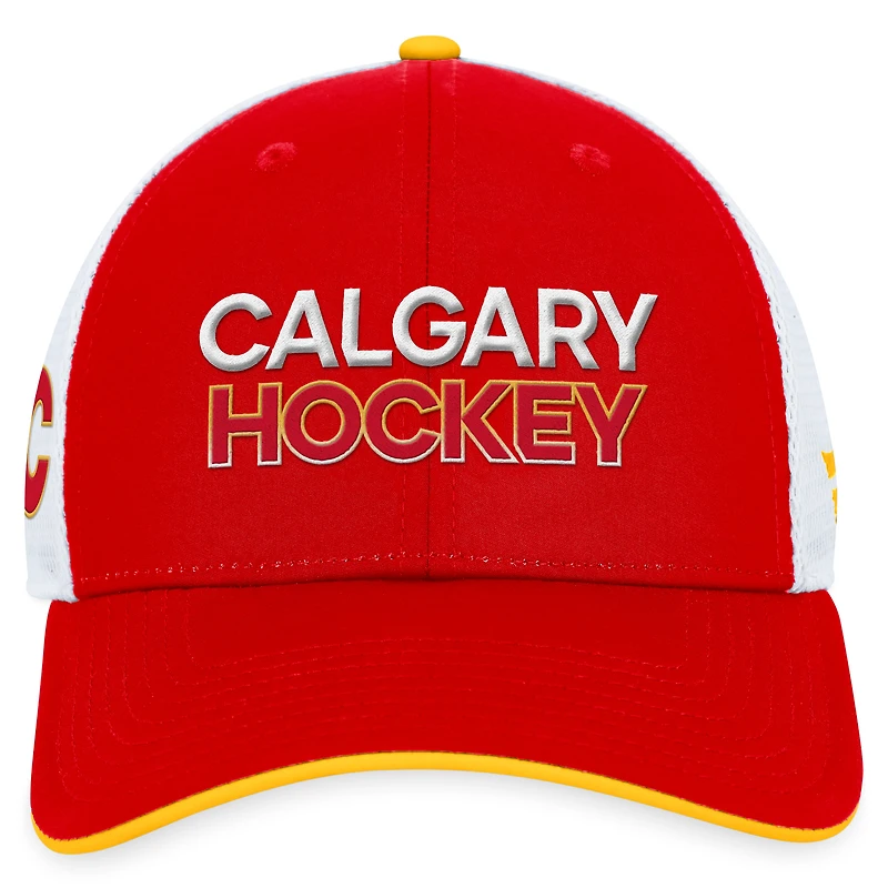 Casquette réglable authentique Pro Trucker Fanatics rouge des Flames de Calgary pour hommes