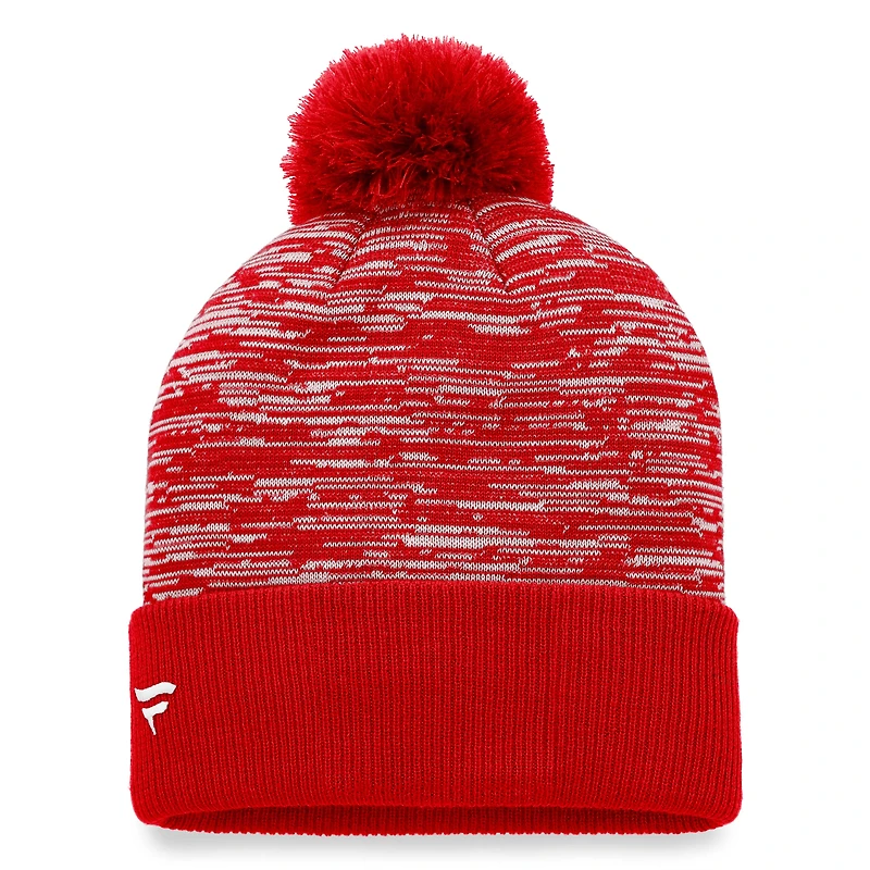 Bonnet en tricot à revers Fanatics Red Calgary Flames Defender pour hommes avec pompon