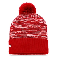 Bonnet en tricot à revers Fanatics Red Calgary Flames Defender pour hommes avec pompon