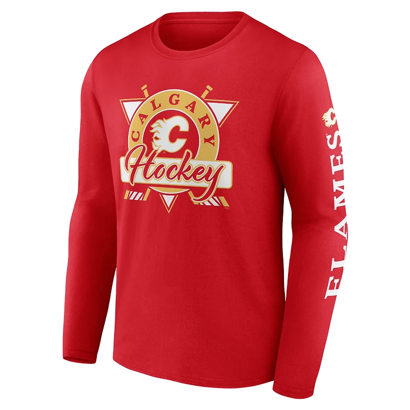 T-shirt à manches longues rouge pour hommes Fanatics Calgary Flames Rinkside