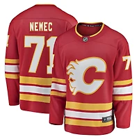 Maillot domicile rouge des Flames de Calgary pour homme, modèle Simon Nemec Fanatics.