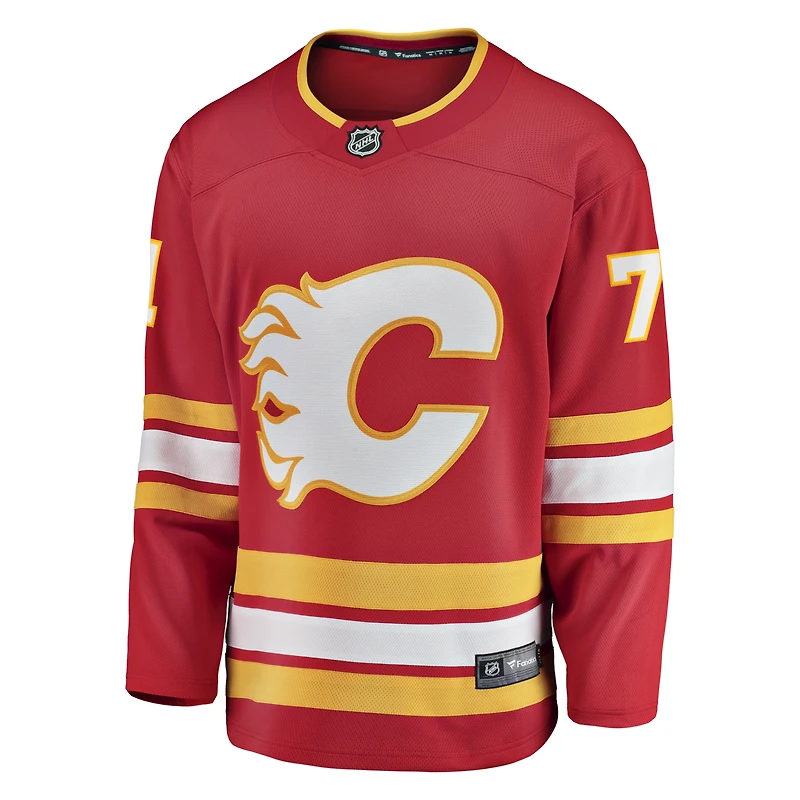 Maillot domicile rouge des Flames de Calgary pour homme, modèle Simon Nemec Fanatics.