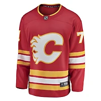 Maillot domicile rouge des Flames de Calgary pour homme, modèle Simon Nemec Fanatics.