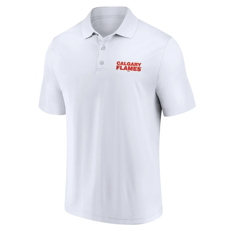 Ensemble polo Fanatics blanc/rouge des Flames de Calgary pour hommes
