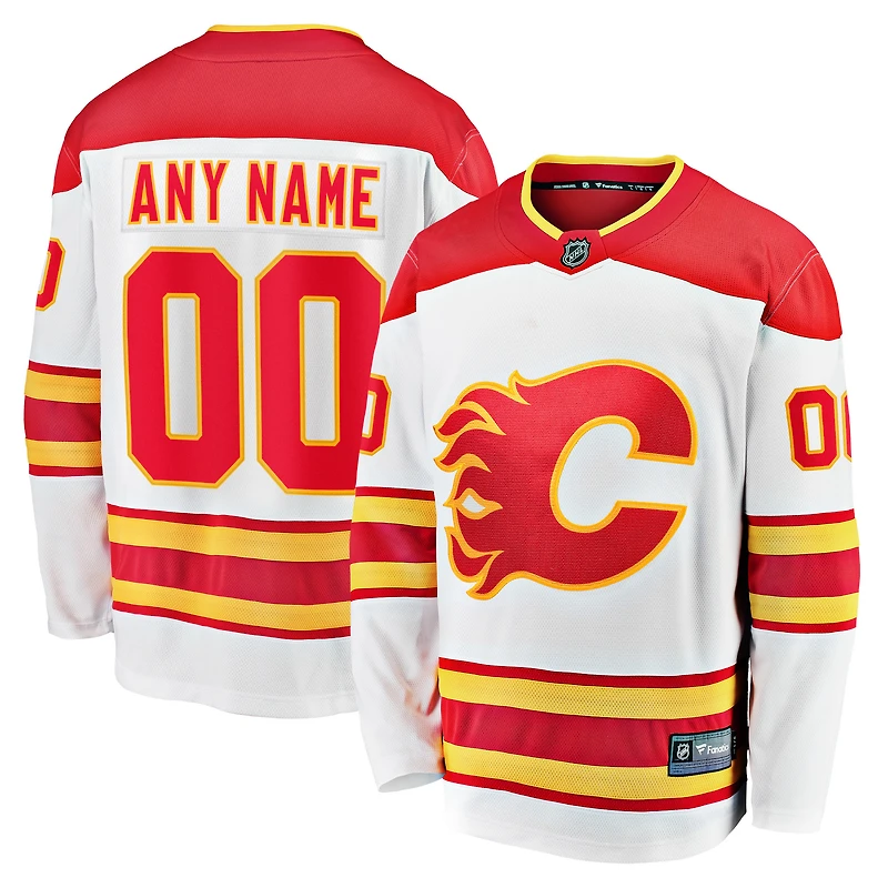 Men's Fanatics White Calgary Flames Away  Breakaway Custom Jersey