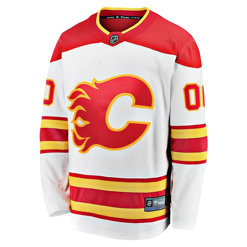 Men's Fanatics White Calgary Flames Away  Breakaway Custom Jersey