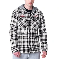 Men's G-III Sports by Carl Banks Black Calgary Flames Pickoff Plaid Fleece Shirt Full-Zip Hoodie