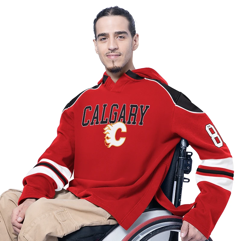 Men's G-III Sports by Carl Banks Red Calgary Flames Adaptive Wear Lord Stanley Hooded Long Sleeve Sweatshirt