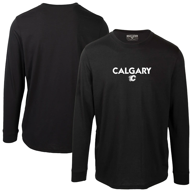 T-shirt à manches longues Oscar City Capsule pour homme, noir, Calgary Flames