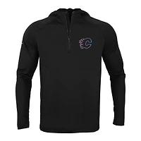 Levelwear pour homme Flames de Calgary Zander Raglan noir - Veste à capuche fermeture éclair d'un quart