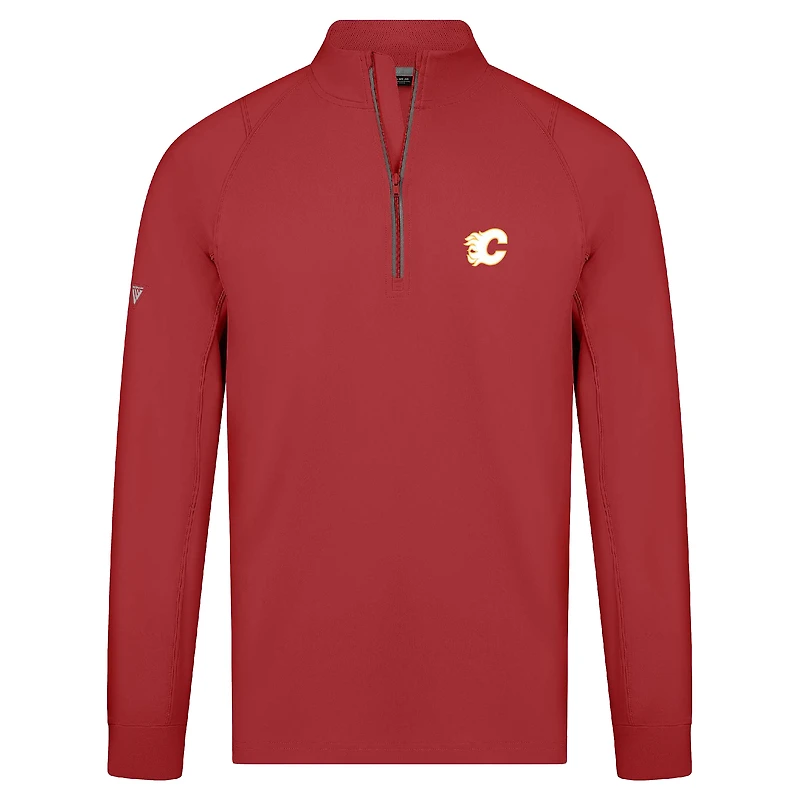 Men's Levelwear Red Calgary Flames Theory Insignia Core Raglan Quarter-Zip Pullover Top