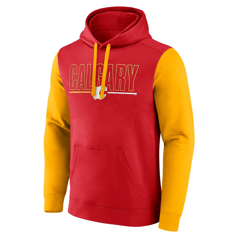 Sweat à capuche en molleton rouge avec logo athlétique pour homme des Flames de Calgary Deliver