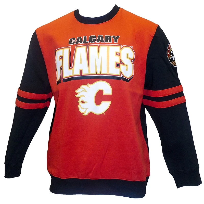 Men's Mitchell & Ness Red Calgary Flames All Over Pullover Sweatshirt