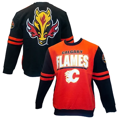 Men's Mitchell & Ness Red Calgary Flames All Over Pullover Sweatshirt