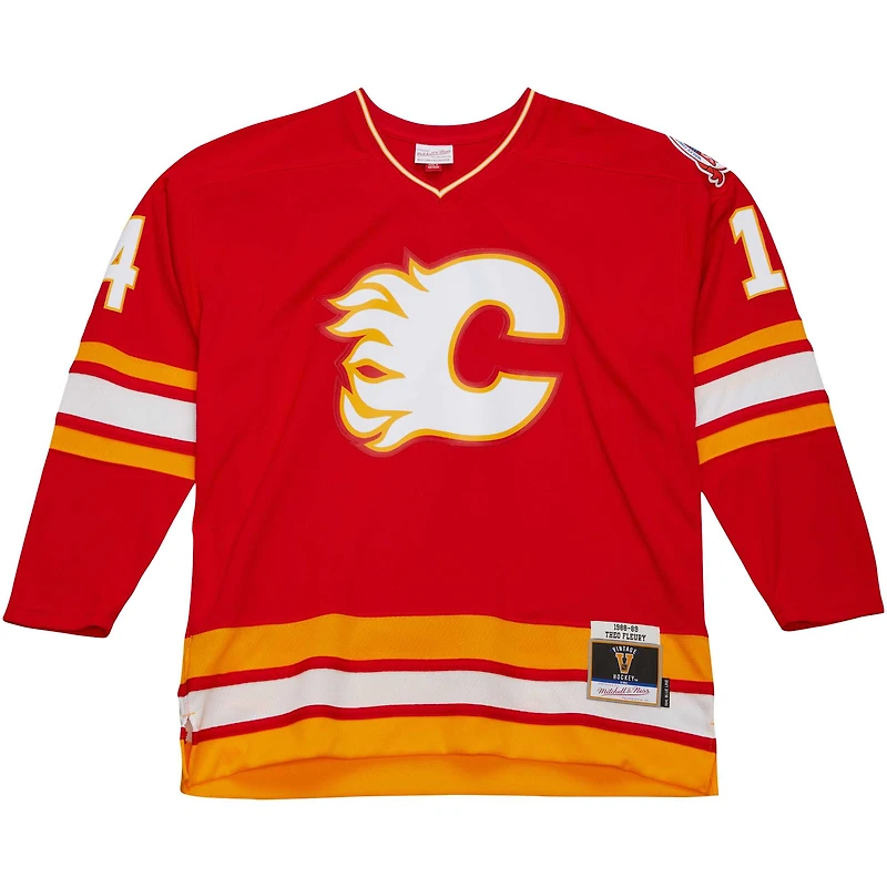 Men's Mitchell & Ness Theoren Fleury Red Calgary Flames  1988/89 Blue Line Player Jersey