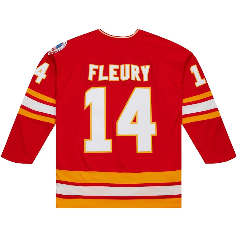 Men's Mitchell & Ness Theoren Fleury Red Calgary Flames  1988/89 Blue Line Player Jersey