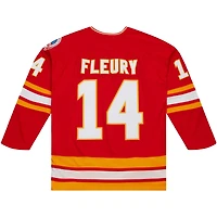 Men's Mitchell & Ness Theoren Fleury Red Calgary Flames  1988/89 Blue Line Player Jersey