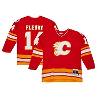 Men's Mitchell & Ness Theoren Fleury Red Calgary Flames  1988/89 Blue Line Player Jersey