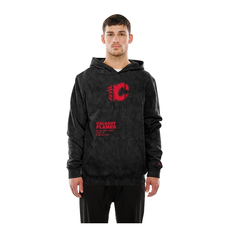 Men's New Era Black Calgary Flames Mineral Wash Pullover Hoodie