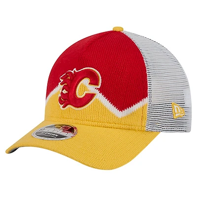 Casquette ajustable New Era 9FORTY M-Crown A-Frame rouge/jaune pour homme des Flames de Calgary