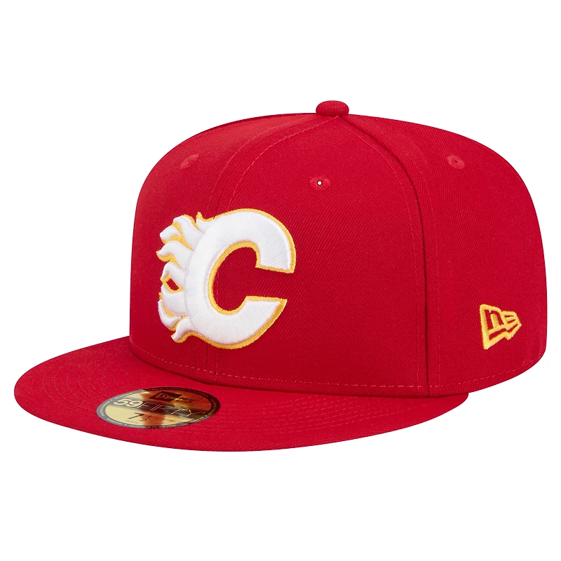 Casquette ajustée New Era Core 59FIFTY rouge Calgary Flames pour homme