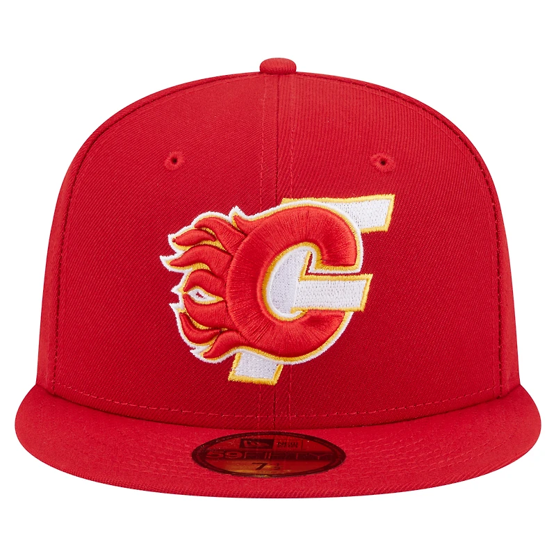 Casquette ajustée Deceptor 59FIFTY rouge des Flames de Calgary New Era pour homme