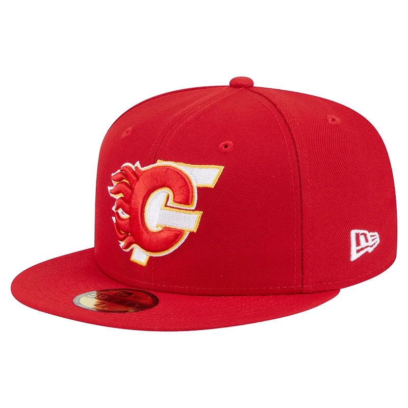 Casquette ajustée Deceptor 59FIFTY rouge des Flames de Calgary New Era pour homme
