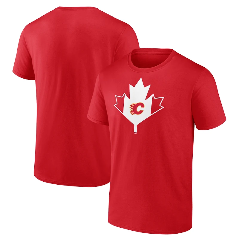 T-shirt rouge pour homme des Flames de Calgary, fête du Canada