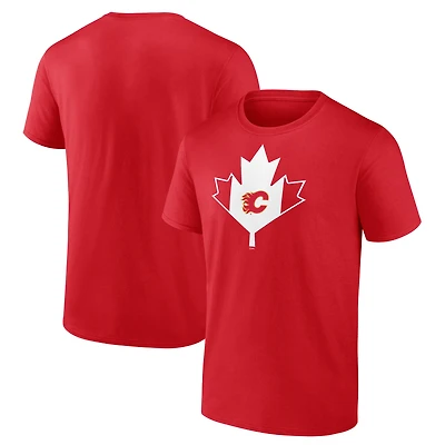 T-shirt rouge pour homme des Flames de Calgary, fête du Canada