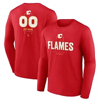 Men's Red Calgary Flames Custom Midfielder Long Sleeve T-Shirt