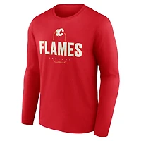 Men's Red Calgary Flames Custom Midfielder Long Sleeve T-Shirt