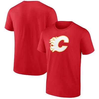 T-shirt rouge pour homme avec logo principal des Flames de Calgary