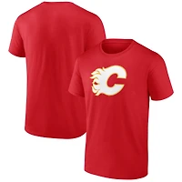 T-shirt rouge pour homme avec logo principal des Flames de Calgary