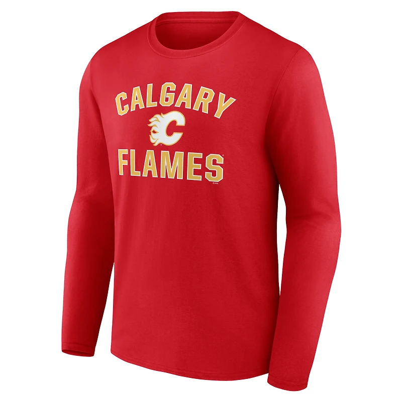 Men's Red Calgary Flames Victory Arch Long Sleeve T-Shirt