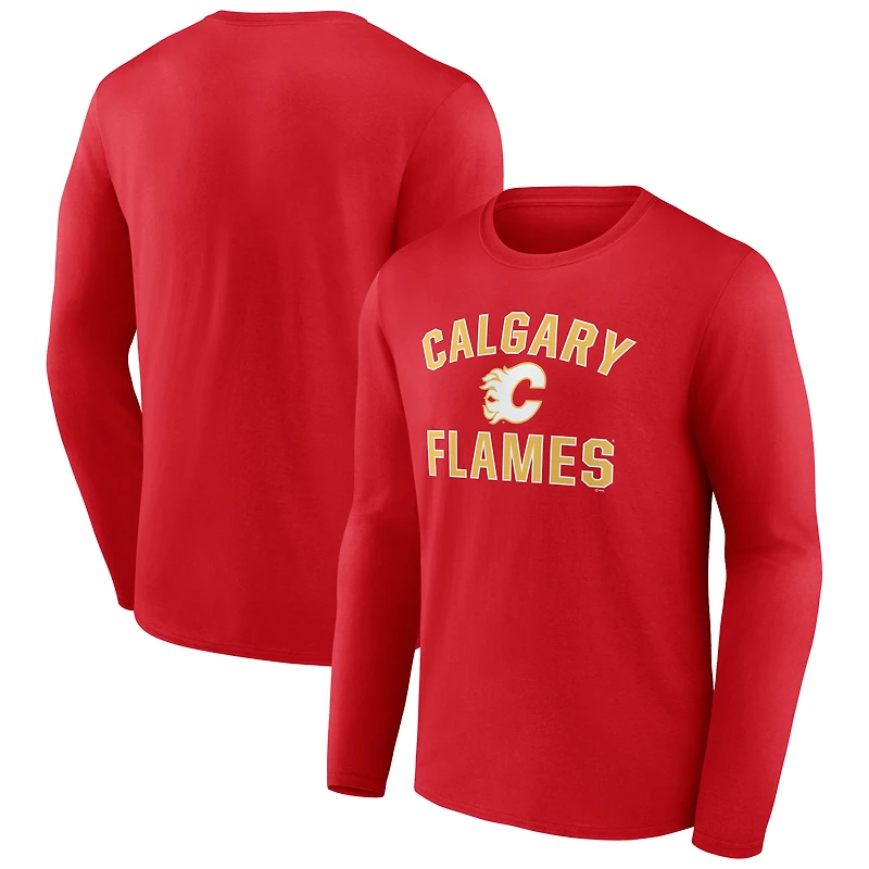Men's Red Calgary Flames Victory Arch Long Sleeve T-Shirt