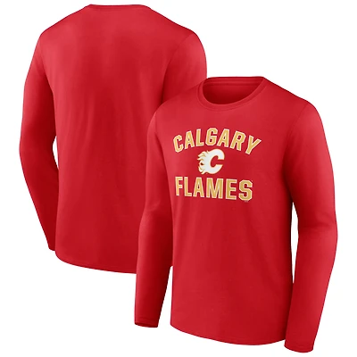 Men's Red Calgary Flames Victory Arch Long Sleeve T-Shirt