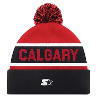 Bonnet en tricot à revers pour hommes Starter Red Calgary Flames avec pompon