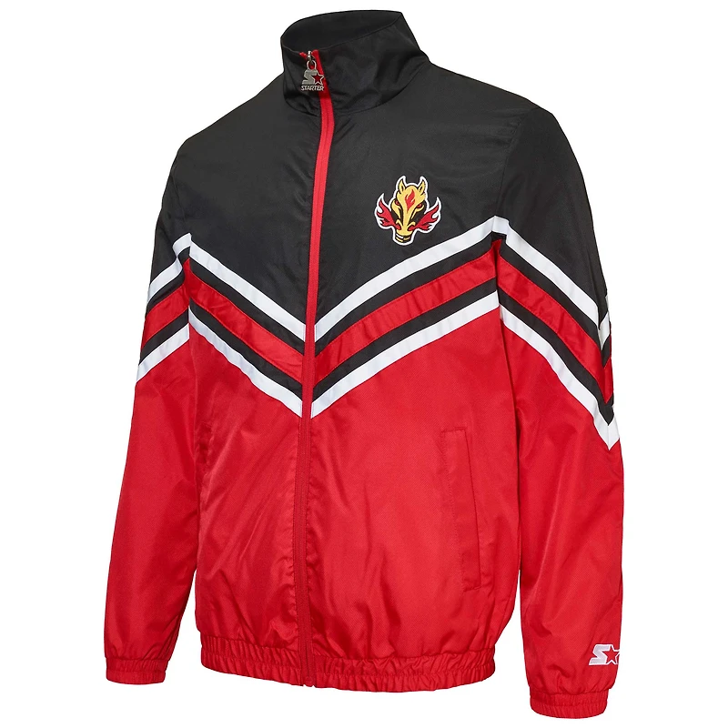 Men's Starter Red Calgary Flames Power Hitter Full-Zip Jacket