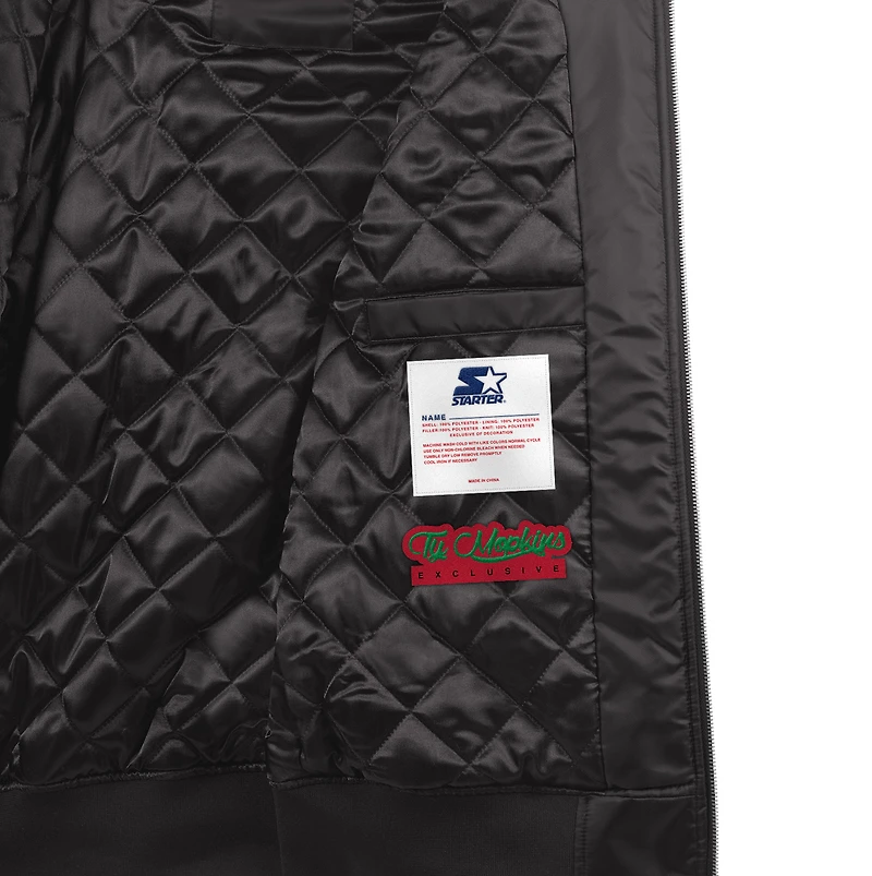 Men's Starter x Ty Mopkins Black Calgary Flames History Month Satin - Full-Zip Jacket