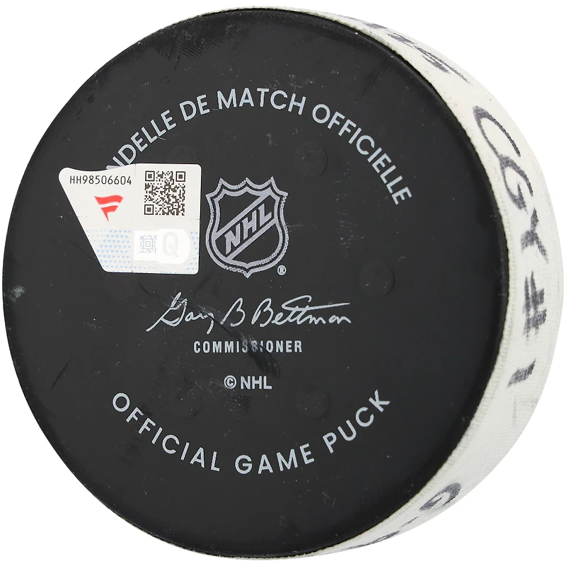 Nazem Kadri Calgary Flames Game-Used Goal Puck vs. New York Rangers on March 18, 2025
