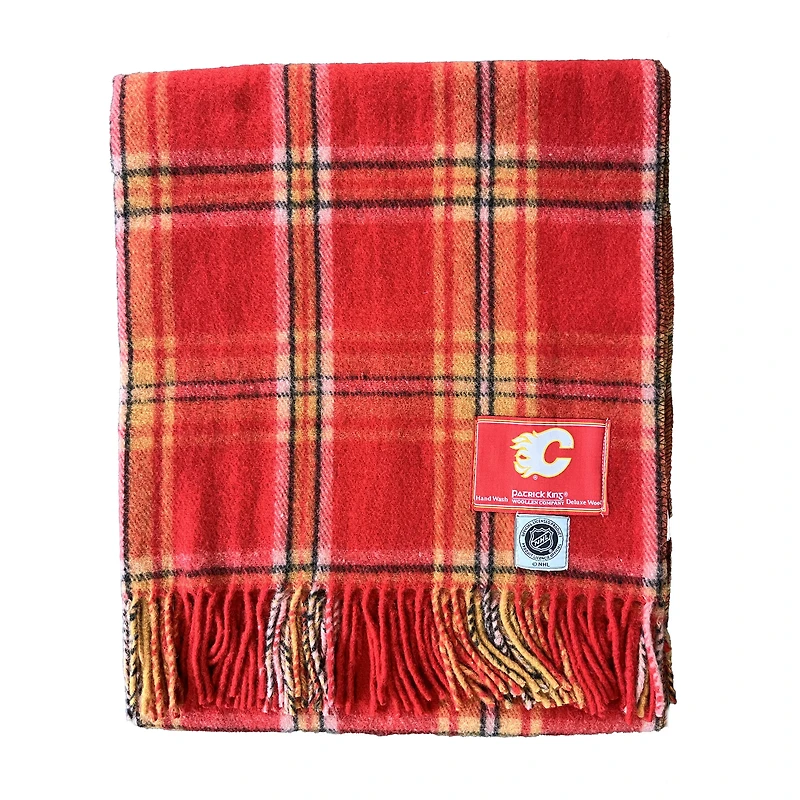 Couverture/écharpe de stade en laine mérinos Patrick King Woollen Company Calgary Flames, 79 x 175 cm.