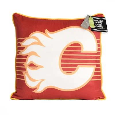 Coussin décoratif réversible avec logo d'équipe 18'' x 18'' Red Calgary Flames