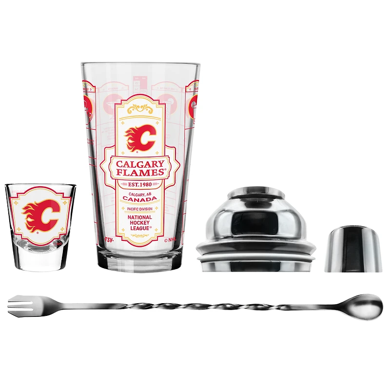 Ensemble de cinq verres à shot et verres à mélange pour barman des Flames de Calgary de The Sports Vault