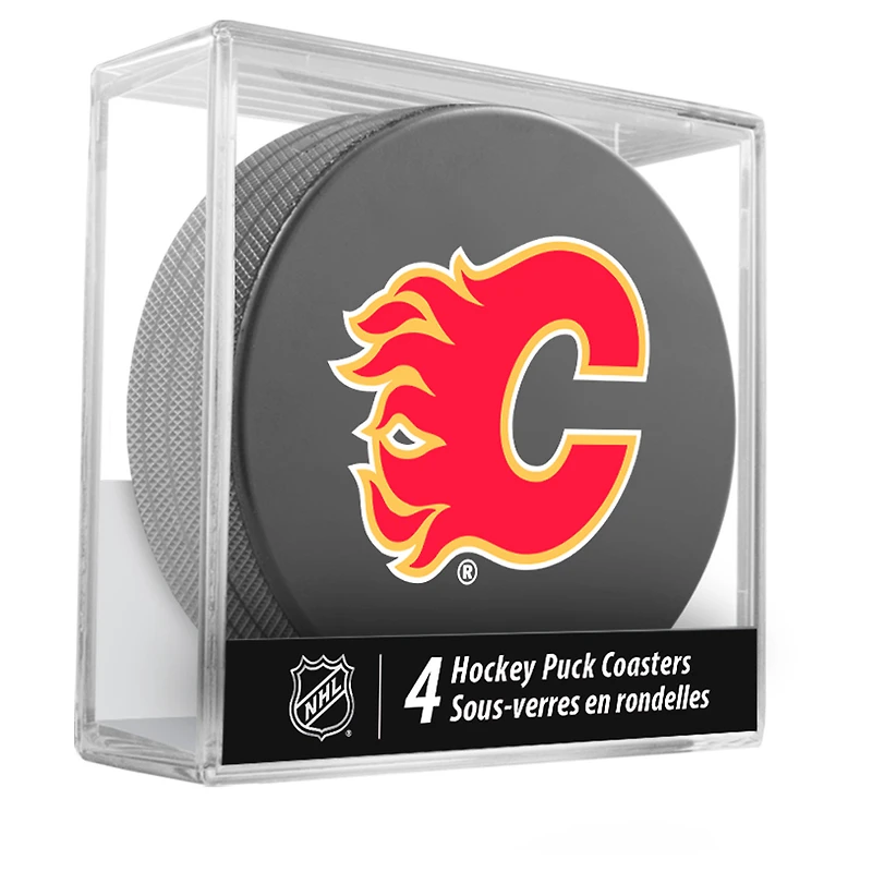 The Sports Vault Calgary Flames Four-Piece Puck Coaster Set