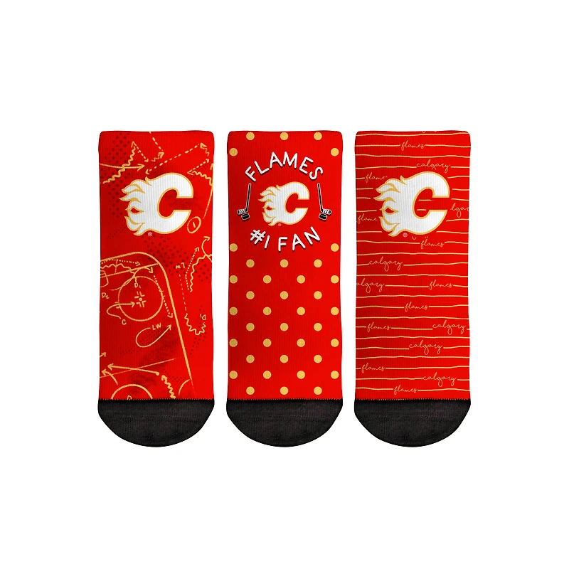 Chaussettes Rock Em pour tout-petit Calgary Flames #1 Fan Lot de 3 paires de chaussettes