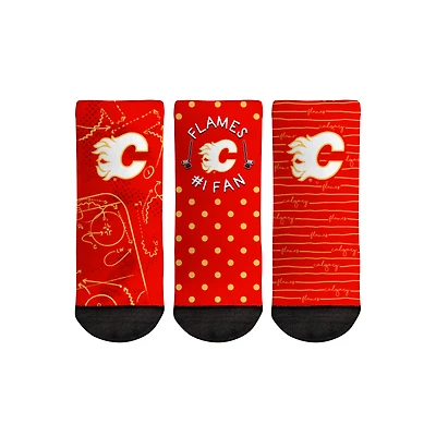 Chaussettes Rock Em pour tout-petit Calgary Flames #1 Fan Lot de 3 paires de chaussettes