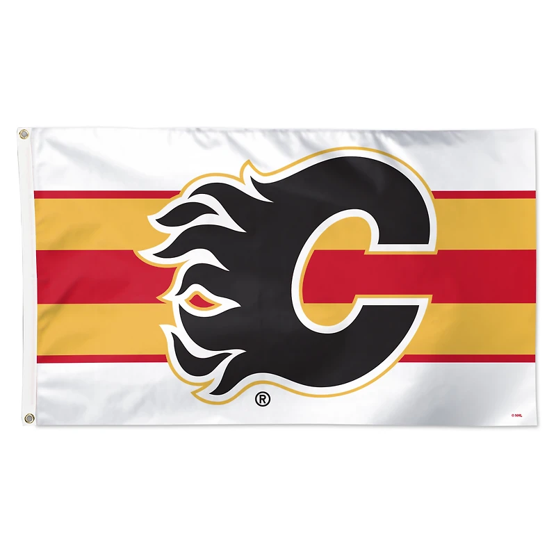 Drapeau de luxe à rayures horizontales WinCraft Calgary Flames 3 pi x 5 pi, simple face