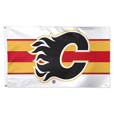 Drapeau de luxe à rayures horizontales WinCraft Calgary Flames 3 pi x 5 pi, simple face
